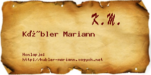 Kübler Mariann névjegykártya