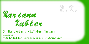 mariann kubler business card
